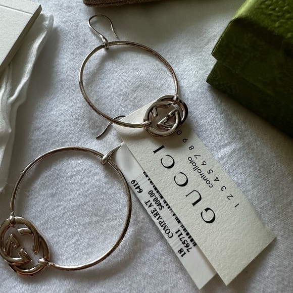 Gucci .925 Sterling Silver hoops NWT - Picture 3 of 10